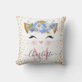 おしゃれなねこ姫のイニシャルプリントスロー枕 クッション
