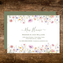 おしゃれなの引っ越しお知らせカード ワイルドフラワー 新居のお知らせ