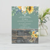 おしゃれなひまわりと木製ブーツのライト  招待状 (スタンド正面)