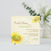おしゃれなひまわりと渦巻きのブライダルシャワー 招待状 (スタンド正面)