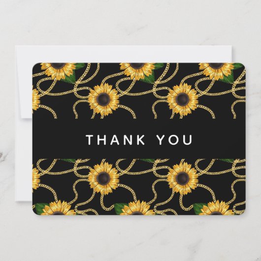 おしゃれなひまわりのパターンで感謝の気持ちを Thank You サンキューカード (正面)