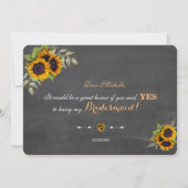 おしゃれなひまわりチョーク あなたは私のブライズメイドになりますか 招待状 (裏面)