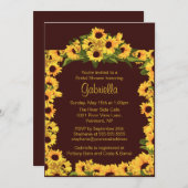 おしゃれなひまわりフレーム ブライダルシャワー 招待状 (正面/裏面)