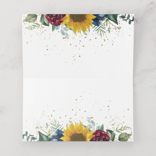 おしゃれなひまわり花モチーフ ゴールドグリッター ブライダルシャワー プレイスカード (内部開封)