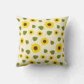 おしゃれなひまわり黄色緑の葉のスクリプトモノグラム クッション (裏面)