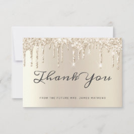 おしゃれなアイボリーグリッター ドリップス ブライズシャワー サンクスカード サンキューカード