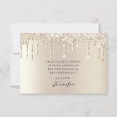 おしゃれなアイボリーグリッター ドリップス ブライズシャワー サンクスカード サンキューカード (裏面)