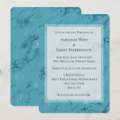 おしゃれなアクアブルーの大理石のウェディング 招待状 (正面/裏面)