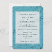 おしゃれなアクアブルーの大理石のウェディング 招待状 (正面)