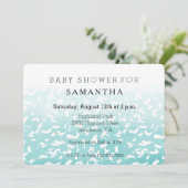 おしゃれなアクアホワイトオンブル動物プリントのベビーシャワー 招待状 (スタンド正面)
