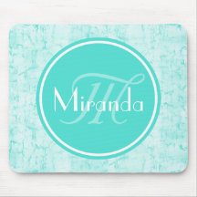 おしゃれなアクアミントクラックルパターン（モノグラム付き）