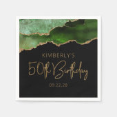 おしゃれなアゲートジオードグリーンゴールド50歳の誕生日 スタンダードカクテルナプキン (正面)