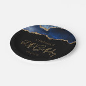 おしゃれなアゲートジオードブルーゴールド60歳の誕生日パーティー ペーパープレート (アングル)