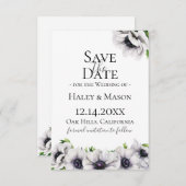 おしゃれなアネモネの花のデザインでSave The Date 案内状 (正面/裏面)