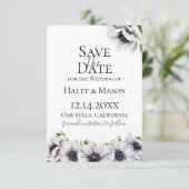 おしゃれなアネモネの花のデザインのSave The Date 案内状 (スタンド正面)