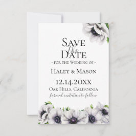 おしゃれなアネモネの花のデザインのSave The Date 案内状