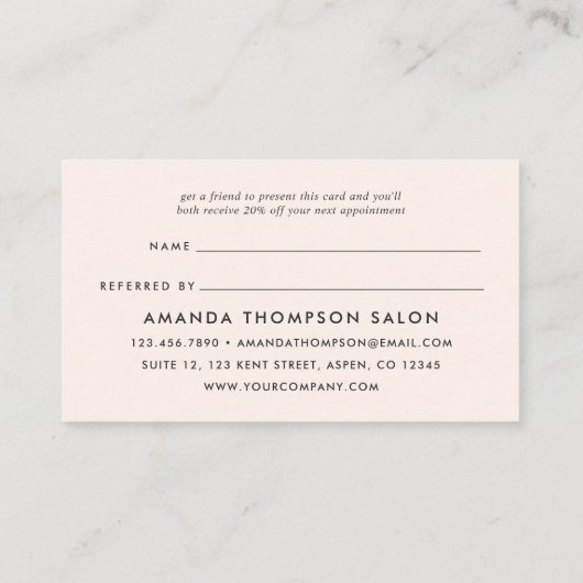 おしゃれなアフリカ系アメリカ人の美容院紹介 紹介カード (裏面)