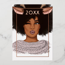 おしゃれなアフリカ系アメリカ人トナカイのクリスマス