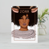 おしゃれなアフリカ系アメリカ人トナカイのクリスマス 箔シーズンカード (立ち正面)