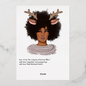 おしゃれなアフリカ系アメリカ人トナカイのクリスマス 箔シーズンカード (裏面)