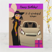 おしゃれなアフリカ系アメリカ人女性の誕生日 カード (黄色い花)