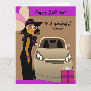 おしゃれなアフリカ系アメリカ人女性の誕生日 カード