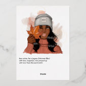 おしゃれなアフリカ系アメリカ人 季節の秋 - 落葉の季節 箔シーズンカード (裏面)