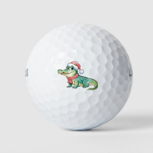 おしゃれなアリゲータークロコダイルの動物クリスマス ゴルフボール (正面)