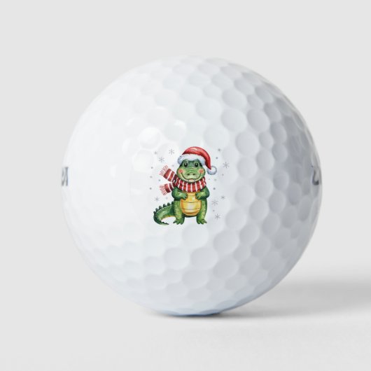 おしゃれなアリゲータークロコダイル動物のクリスマス ゴルフボール (正面)