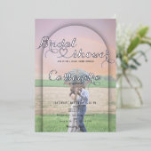 おしゃれなアーチの手書きハート写真 ブライダルシャワー 箔招待状 (立ち正面)