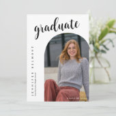 おしゃれなアーチ写真 彼女が成し遂げた ハットタッセル 卒業 招待状 (スタンド正面)