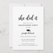 おしゃれなアーチ写真 彼女が成し遂げた ハットタッセル 卒業 招待状 (裏面)