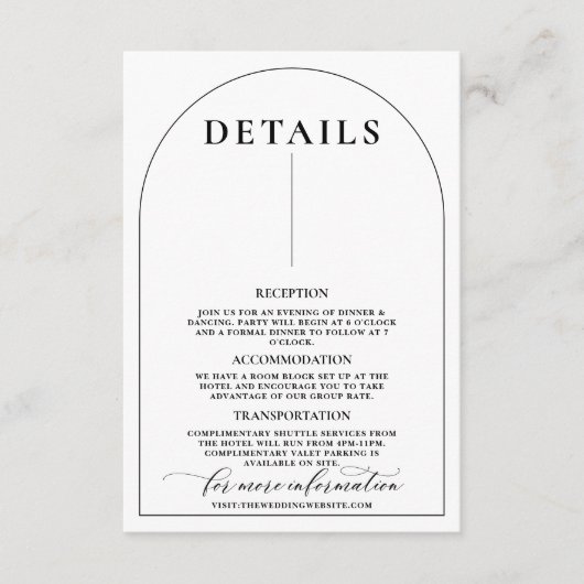 おしゃれなアーチ 現代的 スタイリッシュ エレガント エンクロージャーカード (正面)