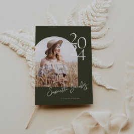 おしゃれなアーチ 現代的 ミニマル フォト 卒業パーティー 招待状