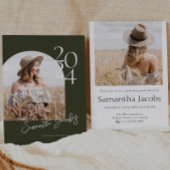 おしゃれなアーチ 現代的 ミニマル フォト 卒業パーティー 招待状