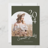 おしゃれなアーチ 現代的 ミニマル フォト 卒業パーティー 招待状 (正面)