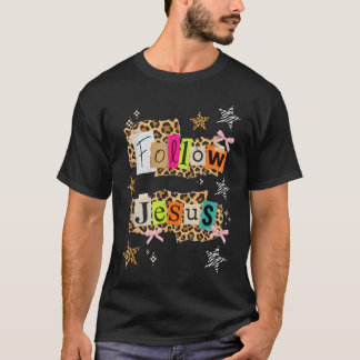 おしゃれなイエス・キリストコラージュY2Kコケットレオパード Tシャツ