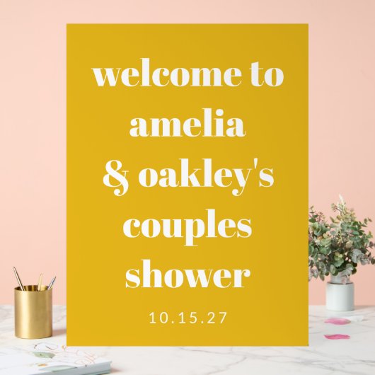 おしゃれなイエローのカスタム ウェルカム サイン 結婚式前祝い (ウェディング)