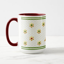 おしゃれなイニシャルレター | エレガント ゴールド デイジー ハニカム マグカップ