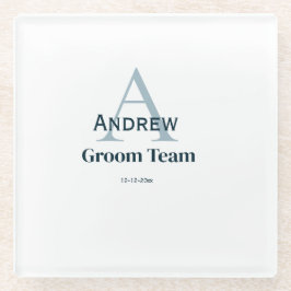 おしゃれなイニシャル グルーム チーム グルームズメン ガラスコースター