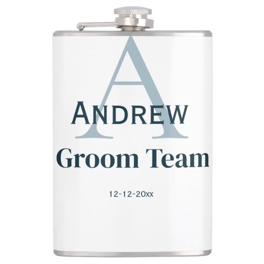 おしゃれなイニシャル グルーム チーム グルームズメン フラスク (正面)