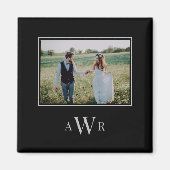 おしゃれなイニシャル 編集可能なカラー写真マグネット マグネット (正面)