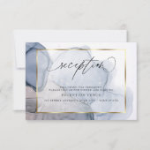 おしゃれなインクの煙突ブルー マーブ 受付招待状 招待状 (正面)