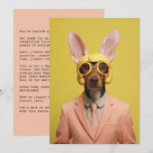 おしゃれなイースターバニー犬 招待状 (正面/裏面)