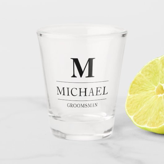 おしゃれなウェディングギフト　新郎の友人への名入れギフト ショットグラス (正面)