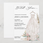 おしゃれなウェディングシャワー　結婚式ドレス　パンパスグラス 招待状 (正面/裏面)