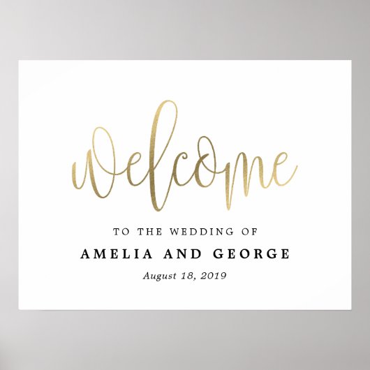 おしゃれなウェルカムサイン　サイズを選んで　美しいカリグラフィー ポスター (正面)