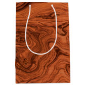 おしゃれなウォルナット木目パターン ミディアムペーパーバッグ (正面)