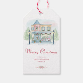 おしゃれなウォーターカラーのメリークリスマス ギフトタグ