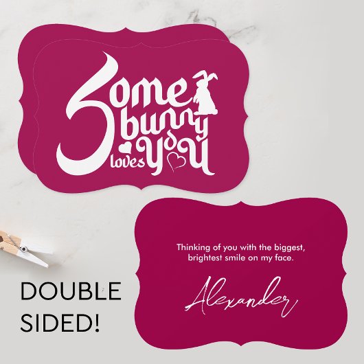 おしゃれなウサギの愛の表現 マゼンタ 白 タイポグラフィ カード